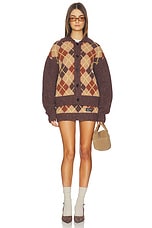 Knit Argyle Intarsia Cardigan - thumbnail 7