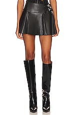 Faux Leather Buckle Mini Skort