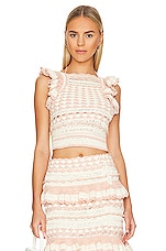 Product image of Zimmermann Clover Crochet Halter Tank. Click to view full details