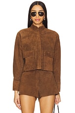 x REVOLVE Cropped Hair-on Cowhide Leather Jacket - thumbnail 5
