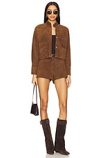 x REVOLVE Cropped Hair-on Cowhide Leather Jacket - thumbnail 8