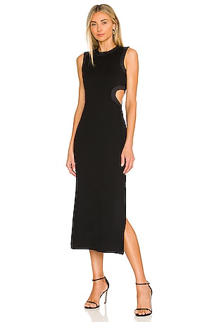 1 state black dress 1.State Ribbed Long Sleeve Midi Dress In Black In Rich Black - 57% Off