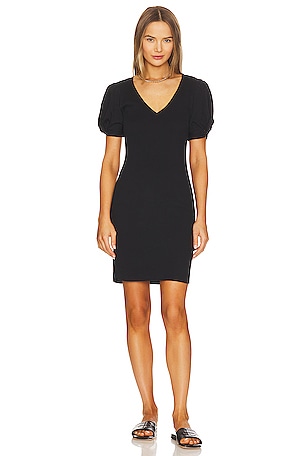 Puff Sleeve V Neck Ruched Dress 1. STATE
