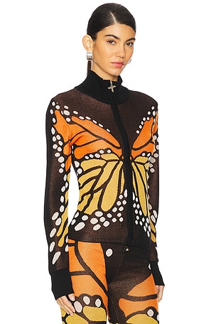 1XBLUE Butterfly Zip Jumper in Brown