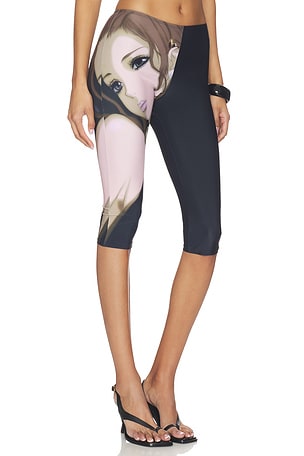 1XBLUE Capri in Anime Print in Black. Size S. Also