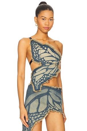 1XBLUE Butterfly Top in Blue. Size S. Also