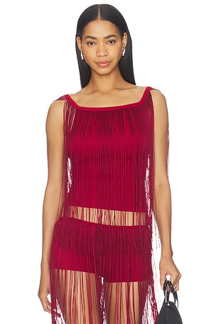 Long Fringe Tank Top 1XBLUE