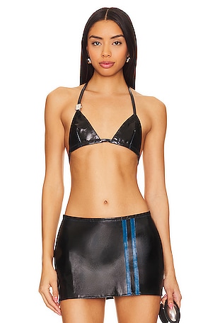 Black Leather Bikini Top1XBLUE$70