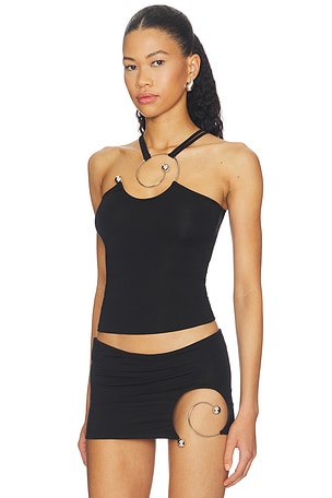 1XBLUE Spiral Strap Tank Top in Black