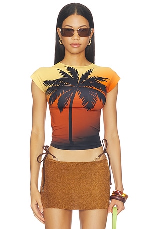Palm Tree T-shirt 1XBLUE