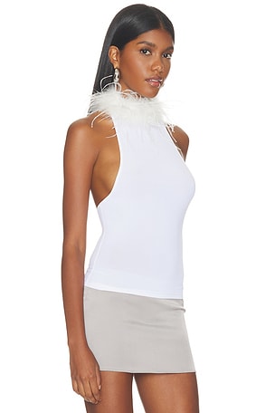1XBLUE White Feather Choker Tank in White. Size S. Also