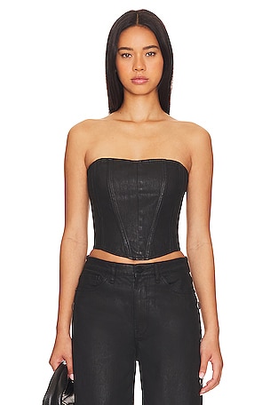 The Sei Curved Bustier Top in Black