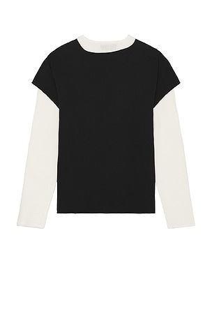424 Double Layer Distressed Tee in Black