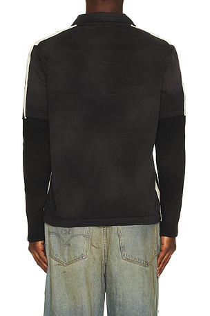 424 Academy Polo Double Sleeve Thermal in Black