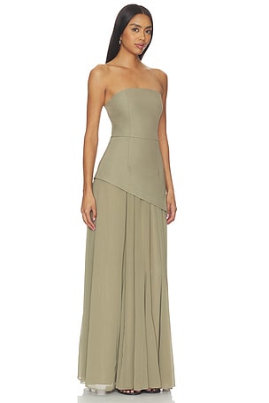 4th & Reckless Kathryn Strapless Dress in Olive. Size S. Also