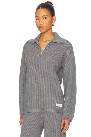 4th & Reckless Bethanie Half Zip Knit Jumper in Grey