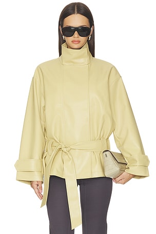 Jaden Faux Leather Belted Jacket 4th & Reckless