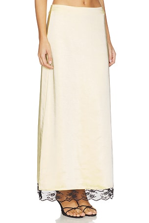 4th & Reckless x REVOLVE Rena Satin And Lace Skirt in Lemon