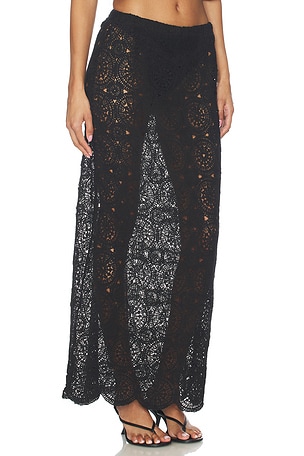 4th & Reckless Laurenne Crochet Midaxi Skirt in Black