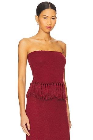 4th & Reckless Gabby Knitted Bandeau Top in Burgundy