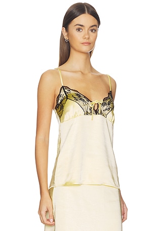 4th & Reckless x REVOLVE Rena Satin And Lace Top in Lemon. Size XS. Also