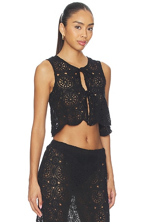 4th & Reckless Laurenne Crochet Tie Top in Black