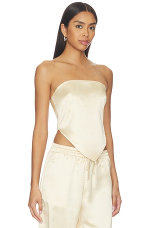 4th & Reckless Bradie Satin Scarf Top in Beige. Size XS. Also