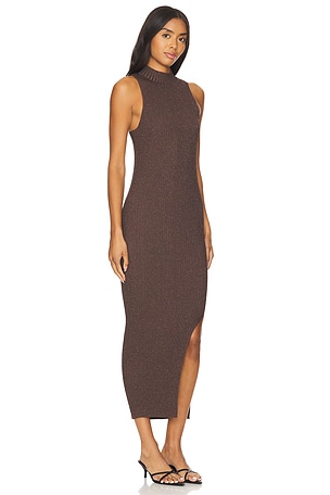 525 Chloe Lurex Midi Dress in Brown