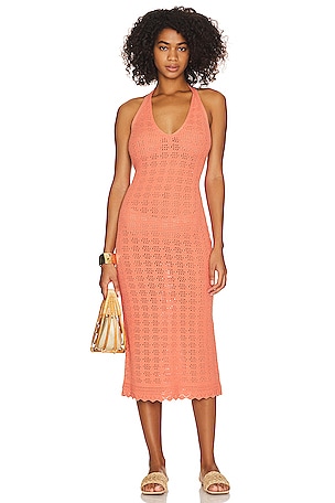 Coral crochet outlet dress