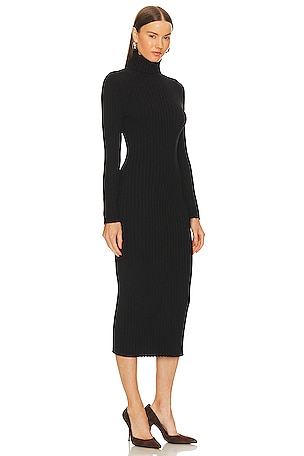 525 Kylie Rib Midi Dress in Black