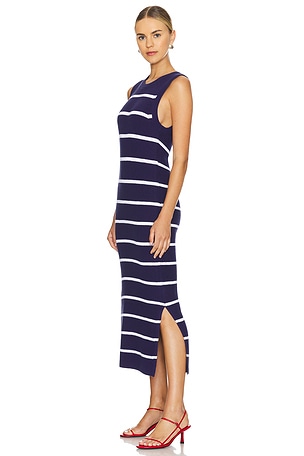 525 Emma Stripe Midi Dress in Navy