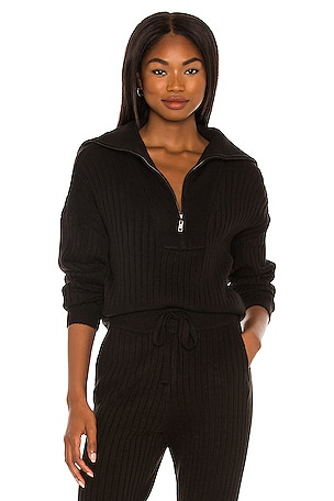 525 Rib Quarter Zip Sweater in Black REVOLVE