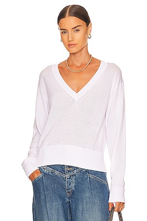 525 Relaxed V Neck Sweater in Bleach White REVOLVE