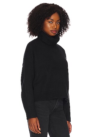 525 America Relaxed Turtleneck Sweater in Black. Size XS. Also
