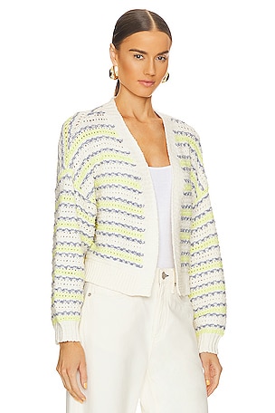 525 Crimped Mixed Cardi in Ivory