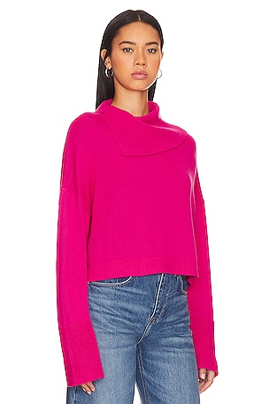 525 Lily Split Turtleneck Sweater in Fuchsia