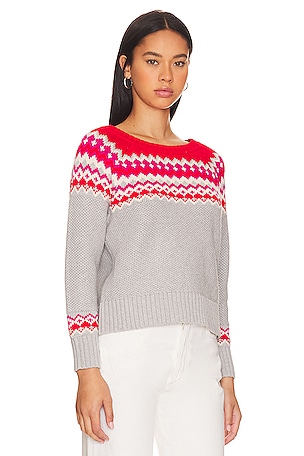 525 Jen Fair Isle Pullover Sweater in Grey,Red