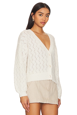 525 Celeste Boucle V Neck Cardigan in Cream