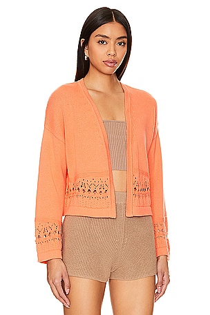 525 Meghan Crochet Cardi in Coral