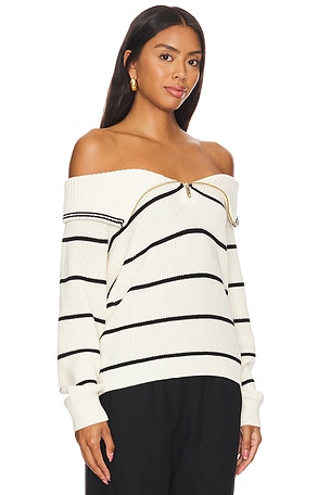 525 Sierra Off Shoulder Striped Pullover in White