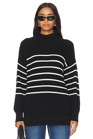 Elise Oversized Striped Turtleneck Pullover 525