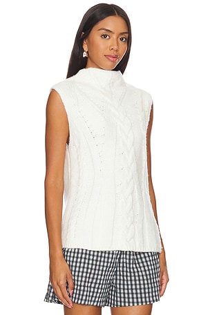 525 Kendall Funnel Neck Cable Vest in White