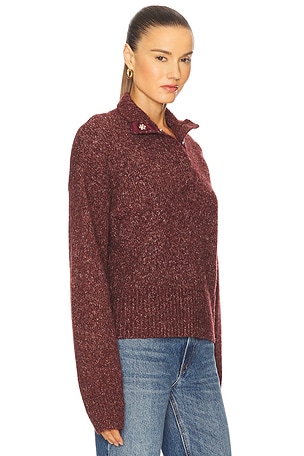 525 America Henley Snap Front Sweater in Burgundy. Size XS. Also