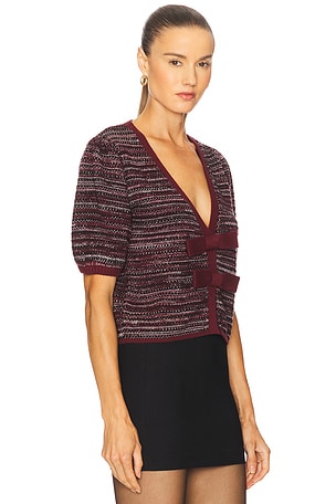 525 America Elaine Marled Bow Cardigan in Burgundy. Size XS. Also