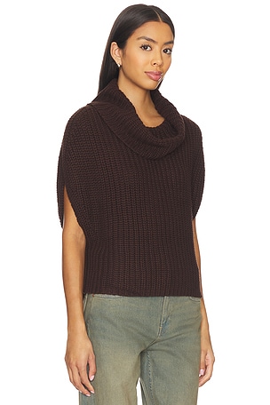 525 America Cate Sleeveless Turtleneck Sweater in Chocolate