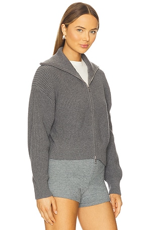 525 America Tina Shaker Zip Up Cardigan in Grey. Size XS. Also