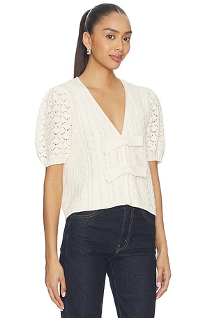 525 America Elaine Cable Bow Cardigan in Cream. Size M. Also