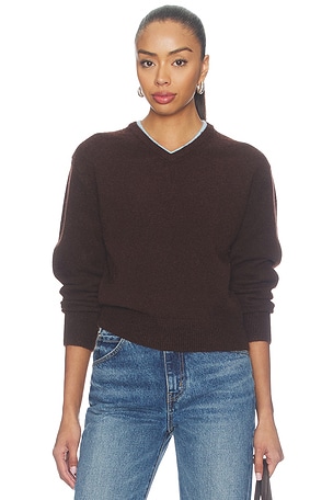 Double Neck Trim V-neck Sweater 525 America