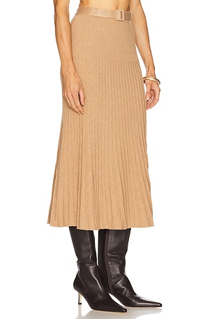 525 America Rory Pleated Midi Skirt in Tan