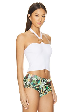 525 Selena Ring Halter Tank in White